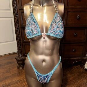 Figure physique competition suit bikini B/C bottoms small medium Blue